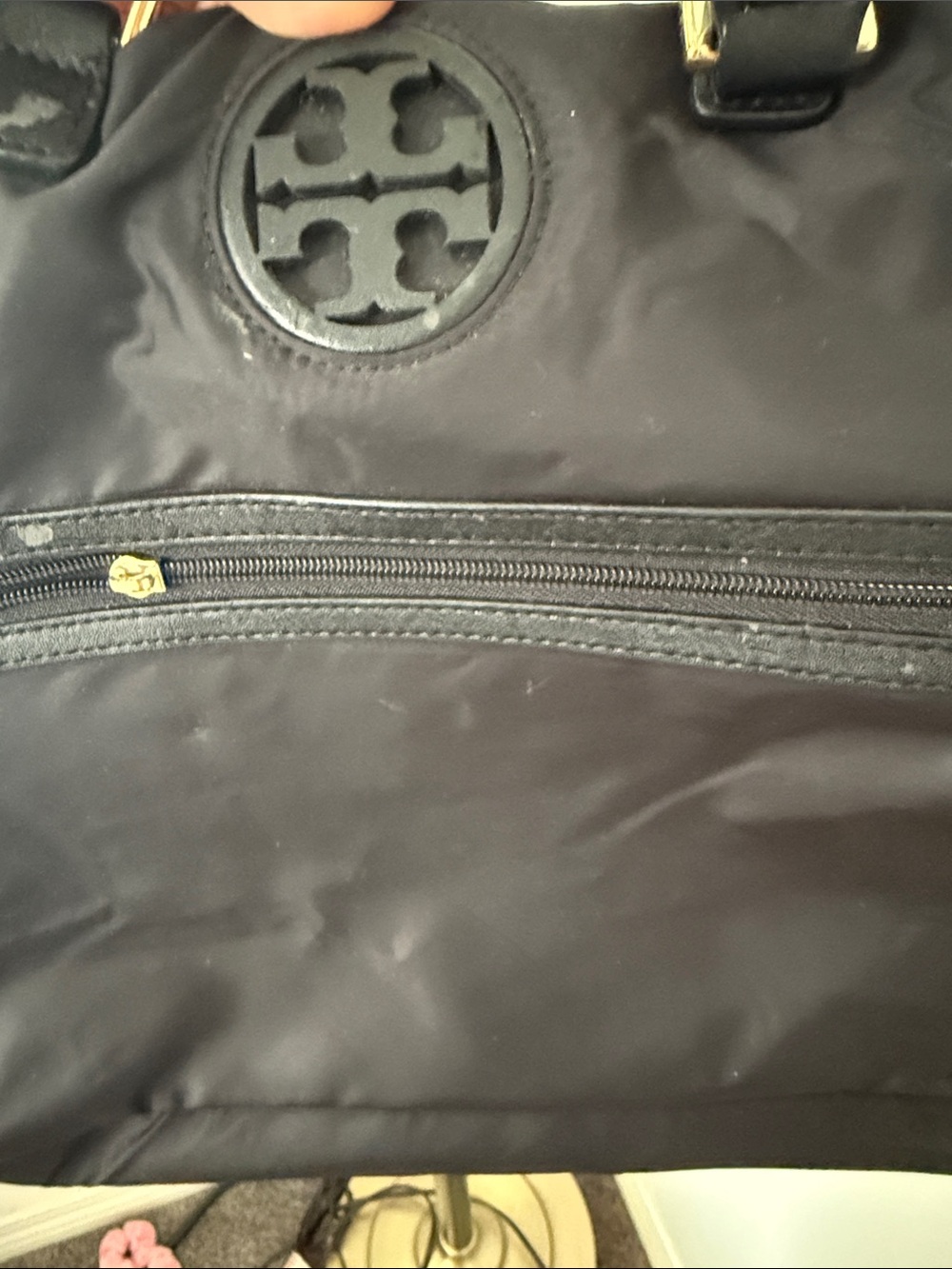 Tory Burch Black Logo Satchel with Gold hardware. - Picture 3 of 8